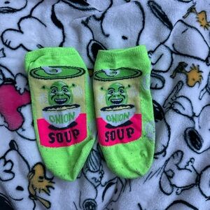 Onion Soup Graphic Socks - Green